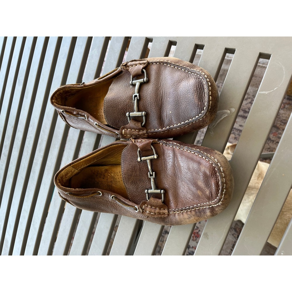 Vintage Brown Leather Bit Loafers Mens 13 M Brazil Driving Mocs Classic Preppy